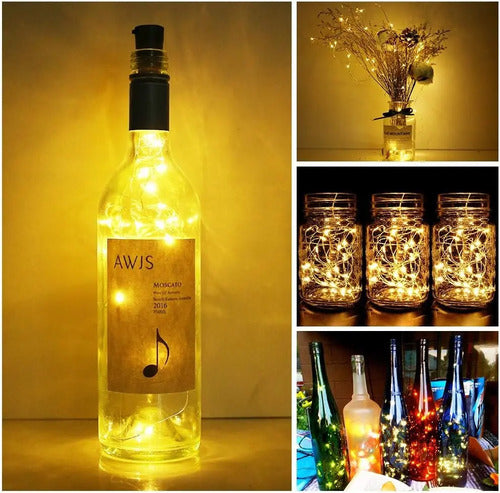 Luces Para Botella Con Corcho Decoración Luces Hada Pack 10 Cálido