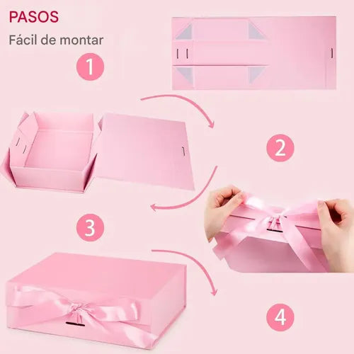 Caja De Regalo Magnética Premium Tapa Dura Lazo Y Tarjeta