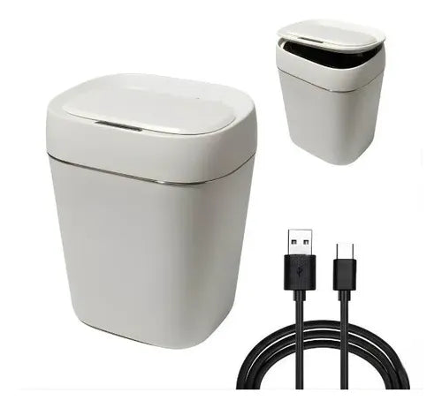 Basurero Automatico Recargable 14l Sensor Inteligente Lujo Blanco