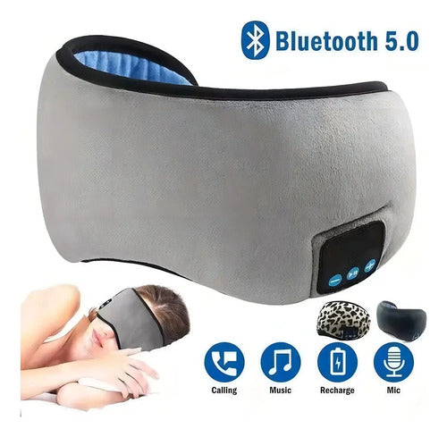 Antifaces Auriculares Dormir Bluetooth Música Gris Ónix