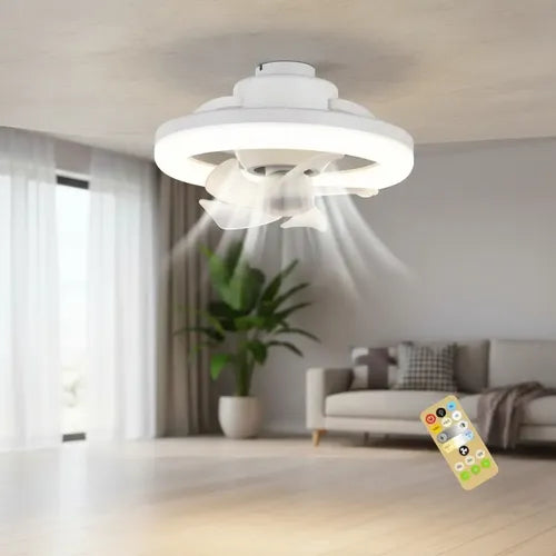Lámpara Ampolleta Ventilador Led 360 ° E27 Con Control Blanco