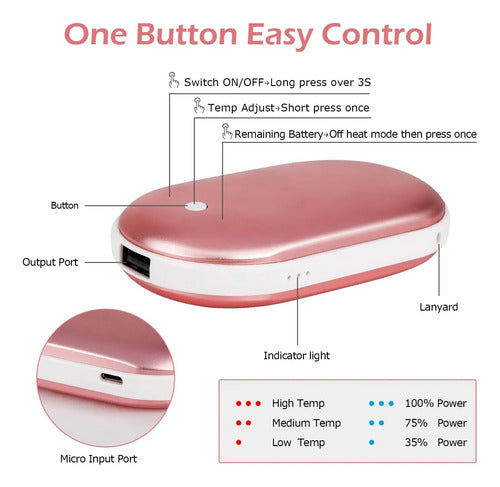 Calentador De Manos Portátil Recargable + Batería Externa