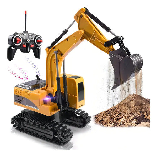 Retroexcavadora Rc 1:18 Control Remoto Recargable 6 Canales Amarillo