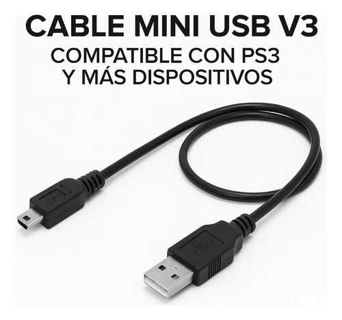 Cable Mini Usb V3 Para Control De Playstation 3 Joystick Ps3
