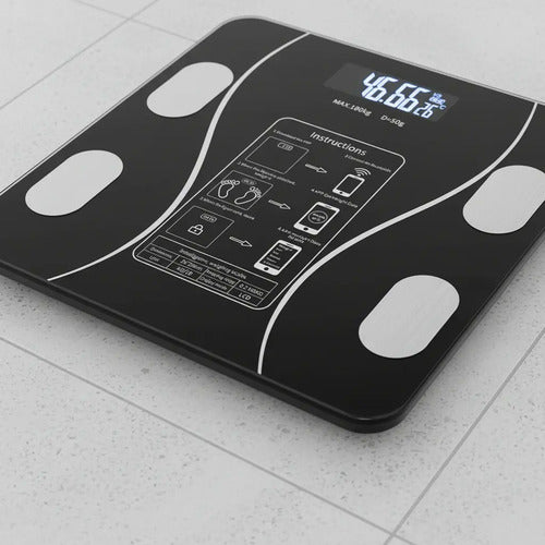 Balanza Pesa Digital Bluetooth Inteligente App Smart Baño Negro