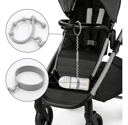 Cadena Porta Mamaderas Chupete Juguetes Silicona Práctica Unicolor Gris