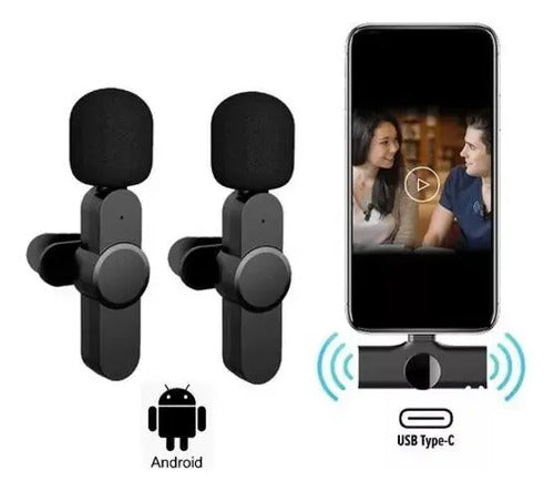 Sistema De Micrófono De Doble Solapa 360 Smartphone Usb-c Black
