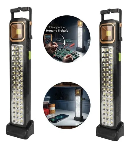 Pack X2 Luz De Emergencia Solar Led Foco Solar + Power Bank Amarillo - Kit De Emergencia Lampara Solar Luz Led Cargador Portatil Lampara Camping 30w