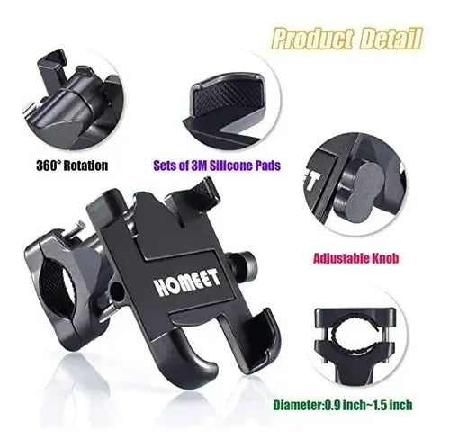 Soporte Bicicleta Teléfono 360° Universal Antideslizante Negro