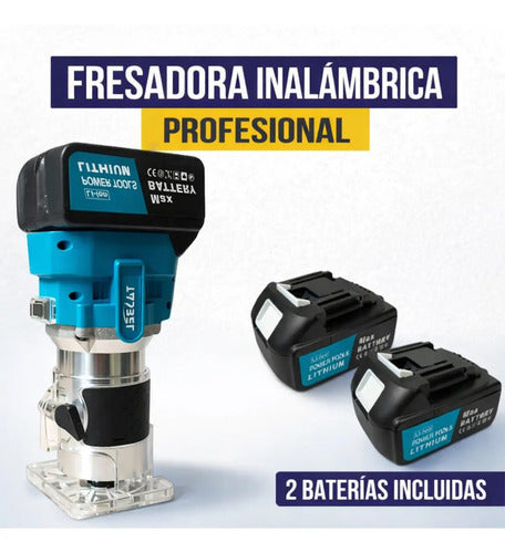 Fresadora Inalambrica Router 2 Baterias Rebajadora Madera