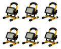 Pack 6 Reflector Led Recargable 100w Portátil Con Pie Baliza Amarillo Blanco Neutro