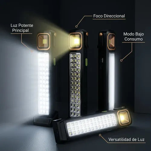 Pack X2 Luz De Emergencia Solar Led Foco Solar + Power Bank Amarillo - Kit De Emergencia Lampara Solar Luz Led Cargador Portatil Lampara Camping 30w