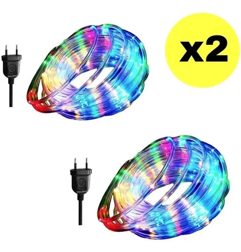 Pack X2 Manguera Luces Led De Navidad 10 Metros Decorativa