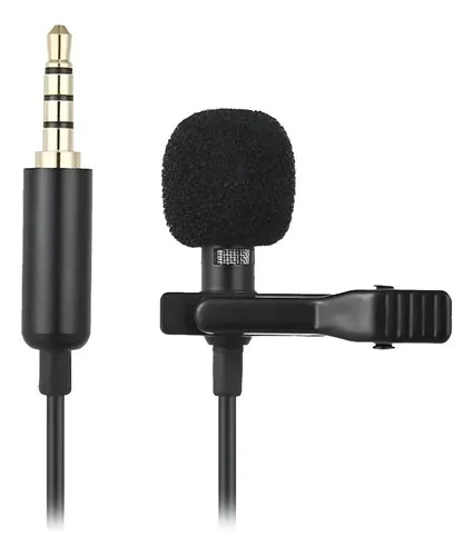 Microfono Condensador De Solapa Lavalier Para Celulares Pc Negro