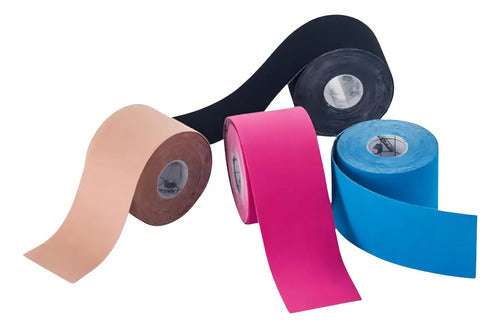 Cinta Venda Tape Kinesiológico Adhesivo 5cmx5m Neuromuscular Negro/rosa/beige/azul