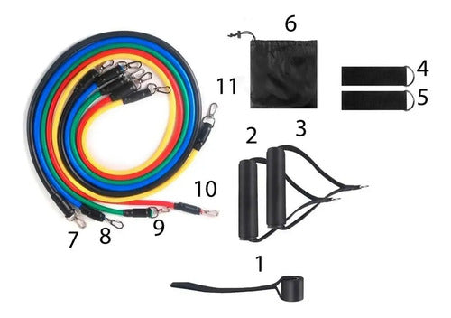 Kit Bandas Elastica Ejercicio 11 Pcs 5 Bandas De Resistencia Verde
