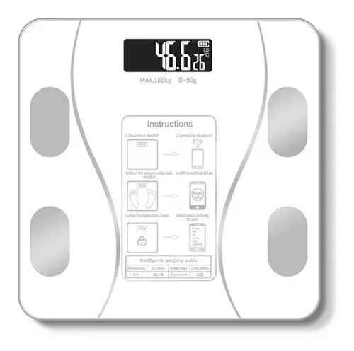Balanza Baño Digital Inteligente Bluetooth Peso Grasa Imc Color Blanco