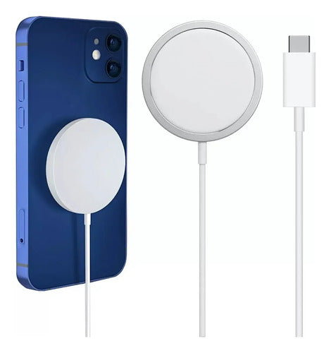 Cargador Carga Rapida 15w Inalambrico Magnetico Tipo C Blanco