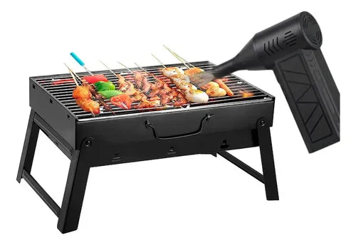 Kit Parrilla Plegable Portátil Soplador Encendedor De Fuego Negro - Parrilla Plegable Portátil Parrilla Acero Inoxidable Parrilla Para Carbón Parrilla Camping Parrilla