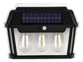 Farol Aplique Solar Triple Ampolleta Sensor De Movimiento Negro