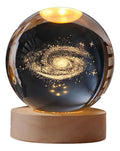 Lampara Mesa De Noche Bola De Cristal Planetaria Imagen 3d Madera