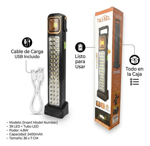 Pack X2 Luz De Emergencia Solar Led Foco Solar + Power Bank Amarillo - Kit De Emergencia Lampara Solar Luz Led Cargador Portatil Lampara Camping 30w