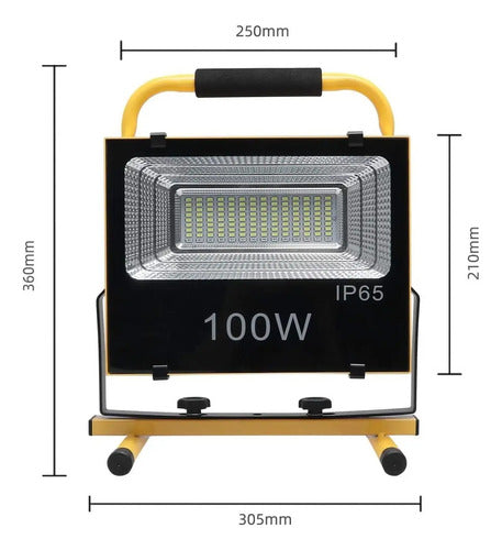 Foco Led Emergencia Portatil 100w Recargable 12/220v Color De La Carcasa Amarillo - Blanco Frio