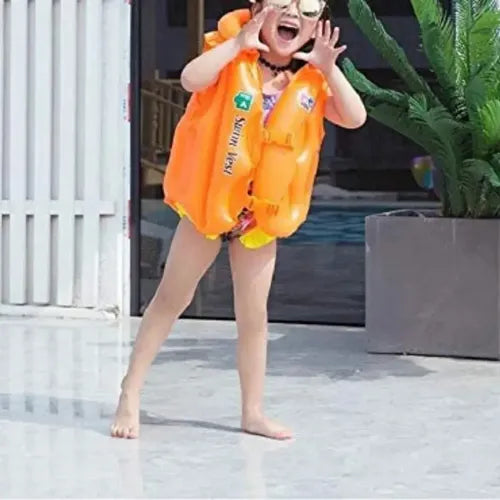Chaleco Salvavidas Niños Flotador Inflable Seguridad Naranja Claro S