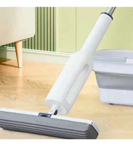 Mopa De Esponja Trapeador Con Cubeta Plegable Fácil Limpieza Blanco/azul