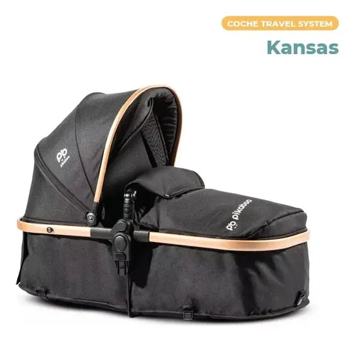 Coche Cuna Travel System Plegable Pikaboo Kansas Negro Negro Negro/dorado