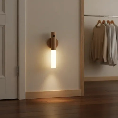 Packx2 Lámpara Recargable Madera Portátil Sensor Movimiento Maderaq3