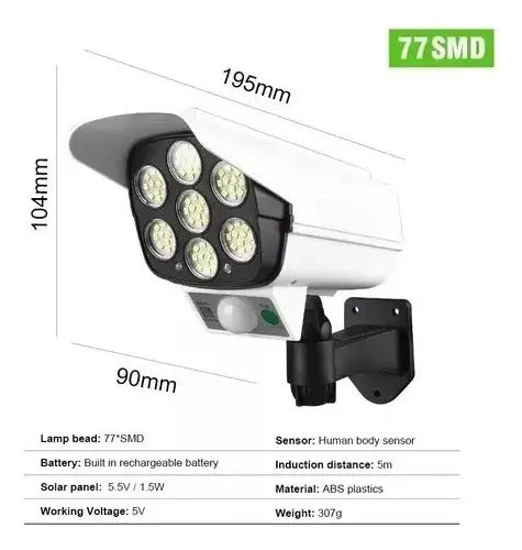Aplique Solar Led Con Sensor Movimiento Exterior 77 Leds Blanco