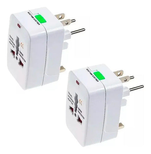 Pack 2 Adaptadores Conector Enchufe Universal Para Viajes