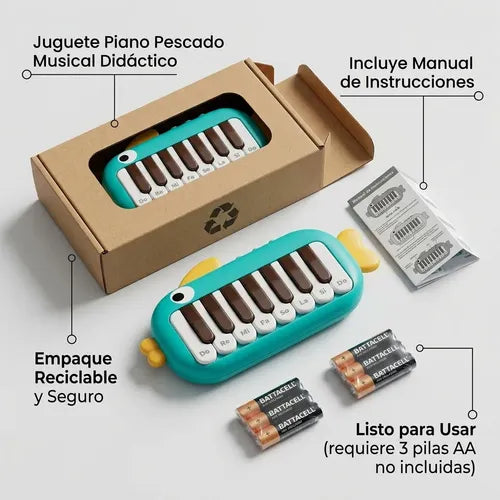 Piano Musica Infantil Didáctico Teclado Niños Sonido Juguete Azul