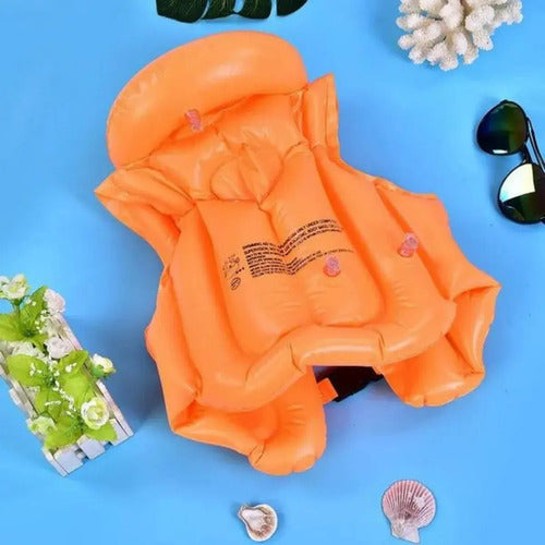 Chaleco Salvavidas Niños Flotador Inflable Seguridad Naranja Claro S