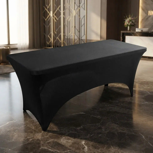 Funda Mantel Eventos Spandex Mesa Rectangular Negro 1.83 M Negro Liso