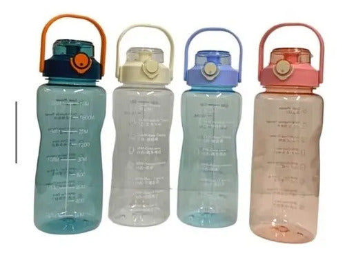 Botella De Agua Motivacional 2 Litros Con Indicador Medida