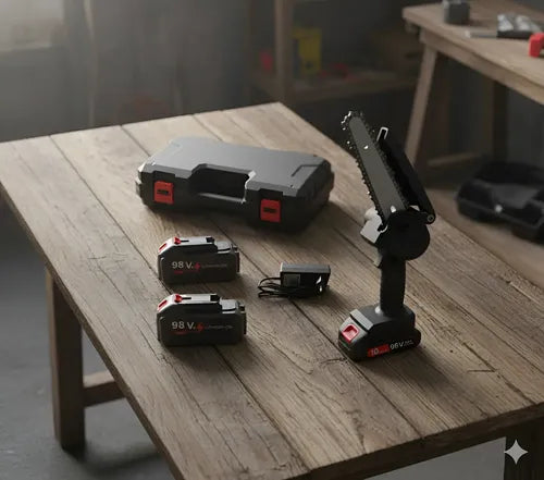 Motosierra Eléctrica Recargable Portátil + 2 Baterías 36v