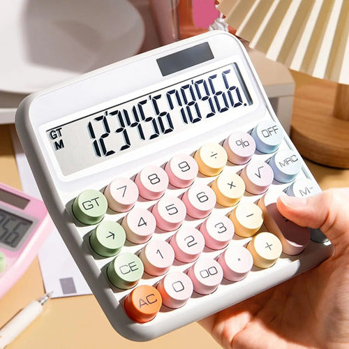 Calculadora De Escritorio Básica Grande Estética Solar Blanco