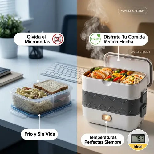 Fiambrera Eléctrica Acero Inoxidable Contenedor Multifunción Blanco
