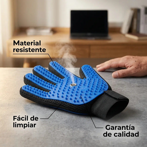 Guante Perro Gato Limpieza Automática Vapor Eliminador Pelo Azul