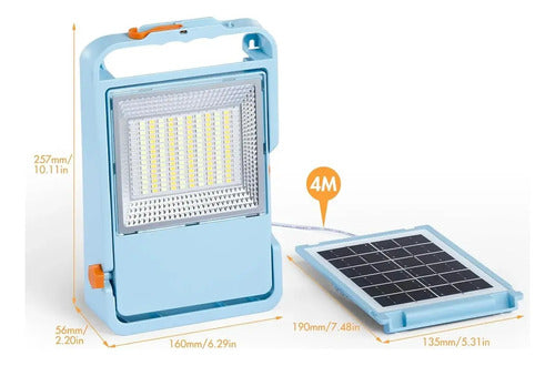 Linterna Emergencia Solar 3 En 1 Usb Recargable Foco Blanco Azul Claro