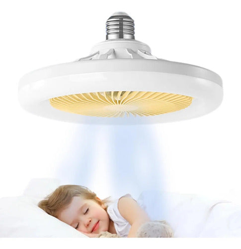 Ventilador De Techo Con Lampara Led Con Control Remoto 63.5 Cm 50 Blanco Plástico 3