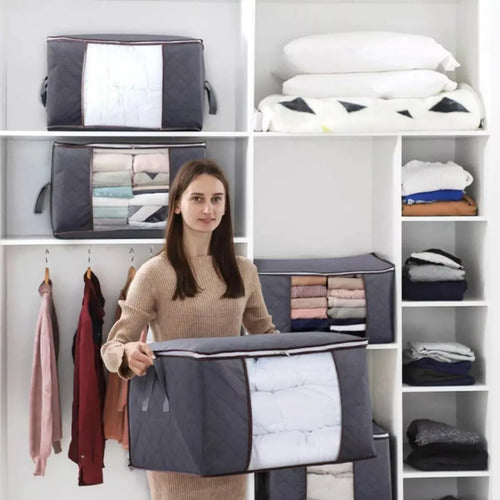 Bolsa Cajas Organizadoras Grandes Almacenamiento Ropa Gris Organizador De Ropa