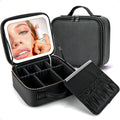 Cosmetiquero Con Espejo Y Luz Led Para Maquillaje, De Negro