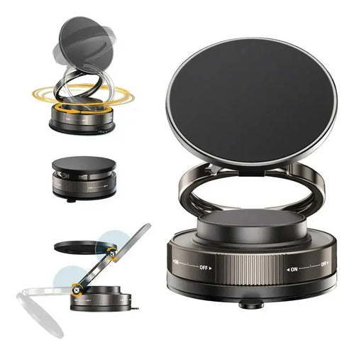 Soporte Magnético 360° Plegable Resistente Ventosa Ajustable Negro