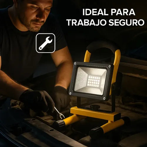 Pack 6 Reflector Led Recargable 100w Portátil Con Pie Baliza Amarillo Blanco Neutro