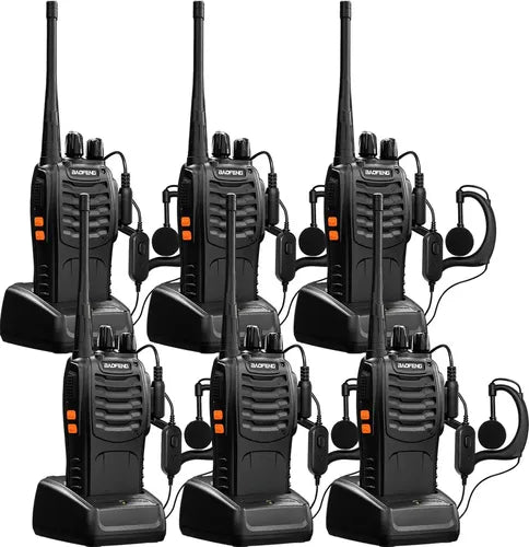 Walkie Talkies Baofeng Bf-888s 6 Pcs Uhf Recargables Negro