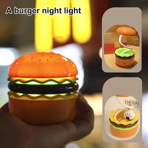 Lámpara De Mesa De Hamburguesa Sacapuntas Recargable Led Hamburguesa Amarillo