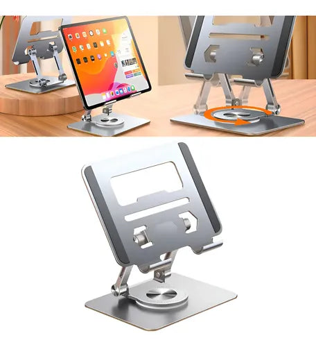 Soporte Giratorio Para Tablet De 4.7 A 12 Con Pinza Y Para Mesa Soporte Giratorio Para Tablet Sp-026: Plata